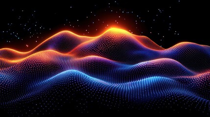 Obraz premium Abstract landscape of glowing, textured hills