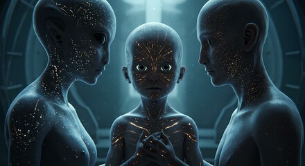 Human-Alien Hybrid Child: Sci-Fi Futuristic Mixed-Species Concept Art