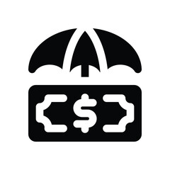 insurance glyph icon. Strong and solid vector icon for websites, mobile interfaces, presentations, and visual branding. High quality and easy to edit.