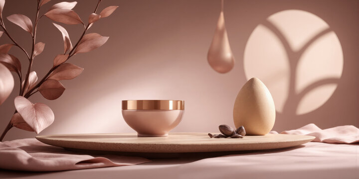 A refined abstract background in mocha, musse, and soft accents of dusty lavender and muted copper creates an atmosphere