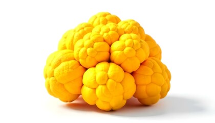 A detailed digital rendering of a golden-yellow, cauliflower-like structure against a bright white background