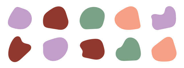 abstract organic blob shapes set. Wavy elements bubbles and drops in trendy y2k style. Random blob shapes. Organic blobs set. Rounded abstract organic shapes collection in eps 10.