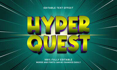 hyper quest editable text effect with a game and play text style