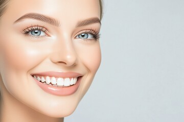 Obraz premium Close-up of smiling woman with perfect teeth and glowing skin