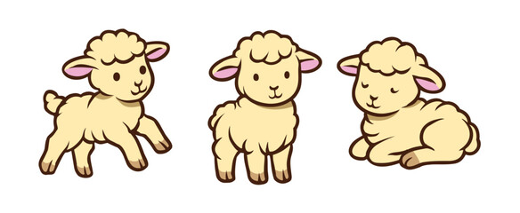 Little sheep cute vector