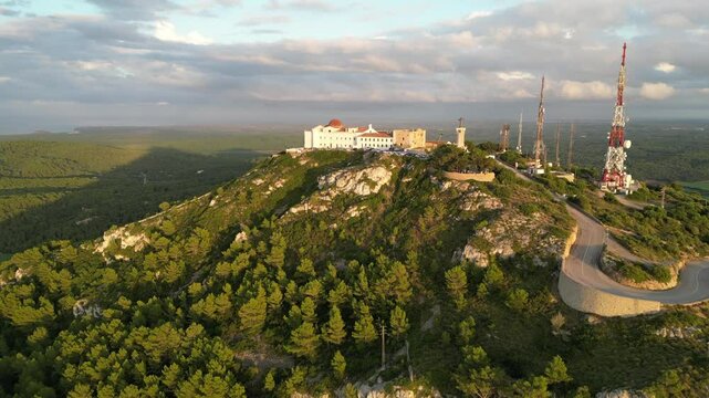 The highest point of Menorca at the church of Monte Toro, Balearic Islands