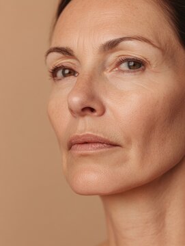 A woman with a very pale face and a very thin nose.