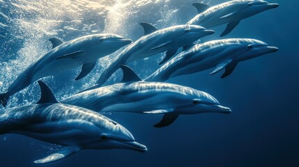 Naklejka premium Dolphins in the deep blue