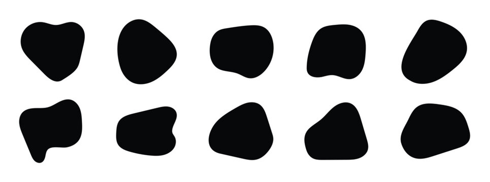 abstract organic blob shapes set. Wavy elements bubbles and drops in trendy y2k style. Random blob shapes. Organic blobs set. Rounded abstract organic shapes collection in eps 10.