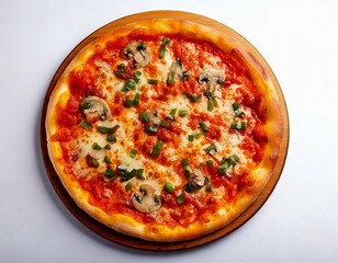 Pizza Wooden Board Melted Cheese Mushrooms