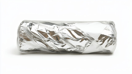 Shiny aluminum foil roll wrapped tightly, ideal for cooking and food storage, showcasing its reflective surface and versatility