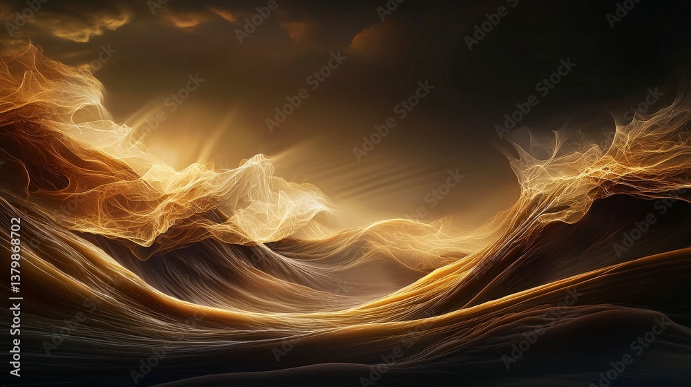 Poster ethereal light display in abstract landscape digital art surreal environment dramatic viewpoint natu
