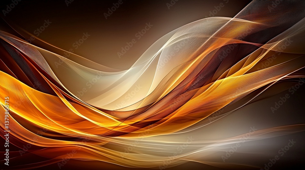 Poster Dynamic waves of colorful light patterns digital art abstract background vibrant creative concept