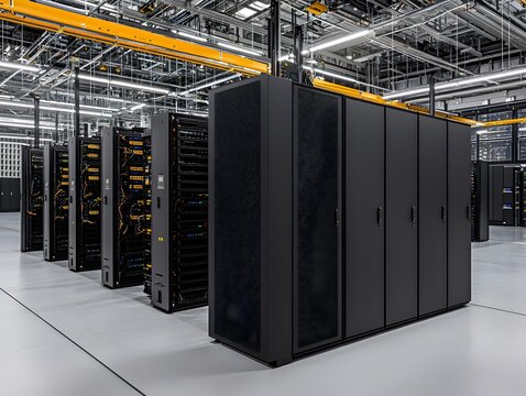 Next-generation data center with cloud-based infrastructure, nanotechnology for server maintenance, and highly secure digital environments