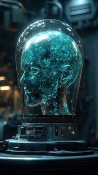 Alien head in a glass dome