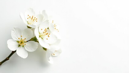 Delicate white blossoms against pure white background, texture, art