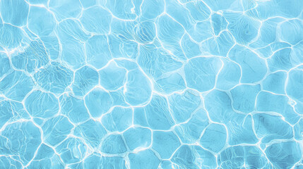 Obraz premium Clear blue water surface with hexagonal patterns reflecting light, creating serene and tranquil atmosphere