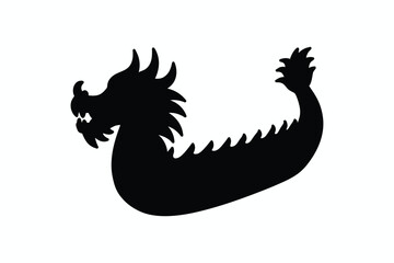 Traditional Dragon Festival Boat Silhouette Vector illustration and Asian Cultural Symbol