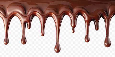 realistic dark liquid  chocolate dripping and flowing down from the top, isolated on white background