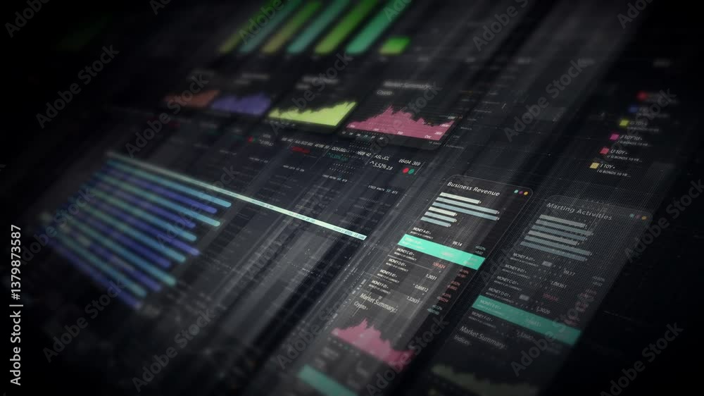 Leinwandbilder dynamic data visuals for business info graphics, animated charts, and data-driven insights for a bus