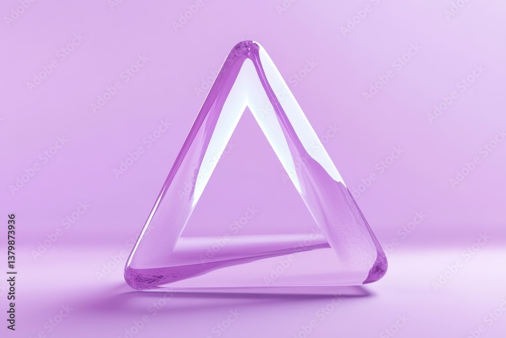 Poster geometric glass pyramid shape with purple background creating a modern abstract aesthetic