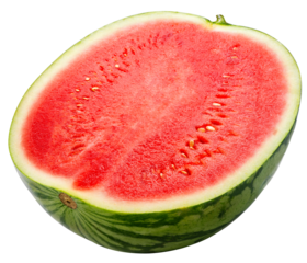 Fresh Watermelon isolated on white background, Giant Seedless Watermelon isolated on white PNG File.,
