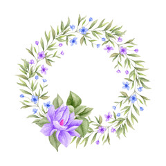 Watercolor floral frame decoration