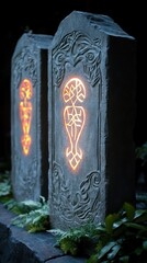 Illuminated stone carvings