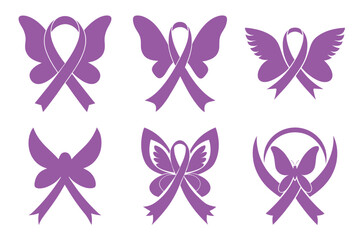 Purple Awareness Ribbon Icons and Symbol of lupus day