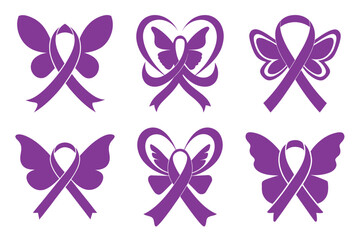 Purple Awareness Ribbon Icons and Symbol of lupus day
