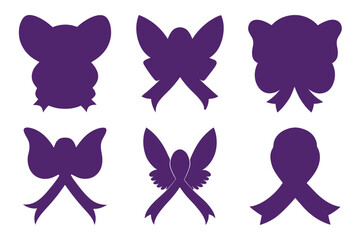 Purple Awareness Ribbon Icons and Symbol of lupus day