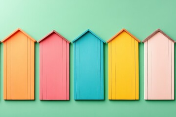 Colorful beach huts in a row