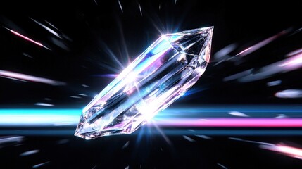 Fragmented lightblade radiating chroma shards, each glint echoing across dimensional shadows