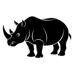 Fototapeta premium Rhino standing alone on a white background