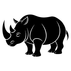 Fototapeta premium Rhino standing alone on a white background