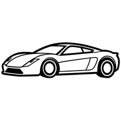 Fototapeta premium Black sports car and classic black and white car isolated on a white background