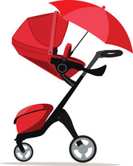  red stroller with umbrella for small children