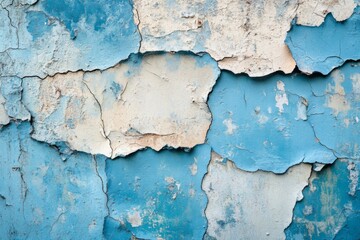 Obraz premium Peeling blue paint on weathered concrete wall