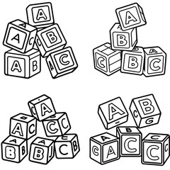 Alphabet vector illustration with snowflakes and geometric pattern