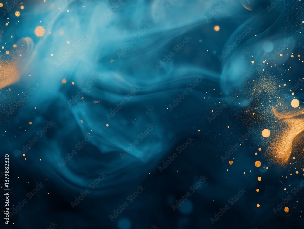 Aufkleber colorful swirling smoke creates a captivating abstract background with golden particles floating in 