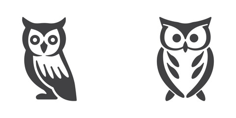 Fototapeta premium Owl Bird Icons Silhouette Vector Art Collection