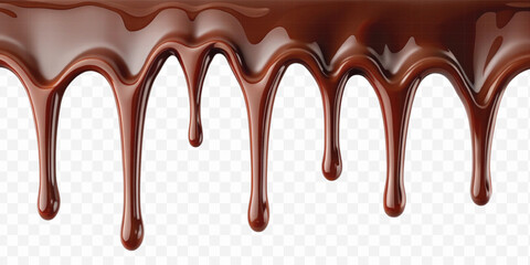 realistic dark liquid  chocolate dripping and flowing down from the top, isolated on white background