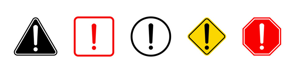 Exclamation marks. Caution alarm set. Danger sign vector collection