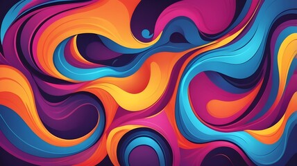 Obraz premium A Dynamic Wavy Abstract of Vibrant Orange, Blue, Pink, and Purple. Fluid Color Motion Creating an Eye-catching, Bold Artistic Expression.