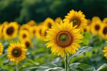 Obraz premium Dix Park Sunflowers. North Carolina Wildflower Sunflower Tree Landscape