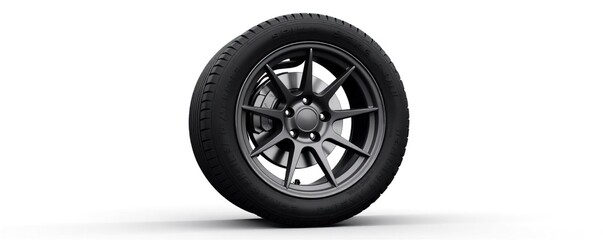 Car tyre with disc isolated on white background for automotive industry,  spare part,  machine