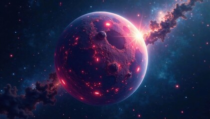 Obraz premium Ethereal celestial body suspended in dark space, starry night, universe, cosmos