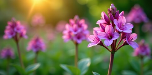Fototapeta premium Close-up of blooming Valerian herb flowers in a garden, flowers, beautiful