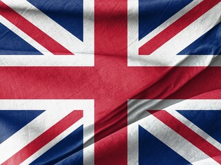 Waved Textured A close up of a british flag with a very large red and white flag Symbolizing National Identity and Unity