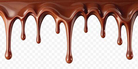 realistic dark liquid  chocolate dripping and flowing down from the top, isolated on white background